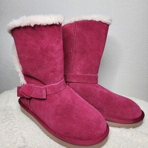 Koolaburra By Ugg Suede Rose Colored Boots With Bow Size 7